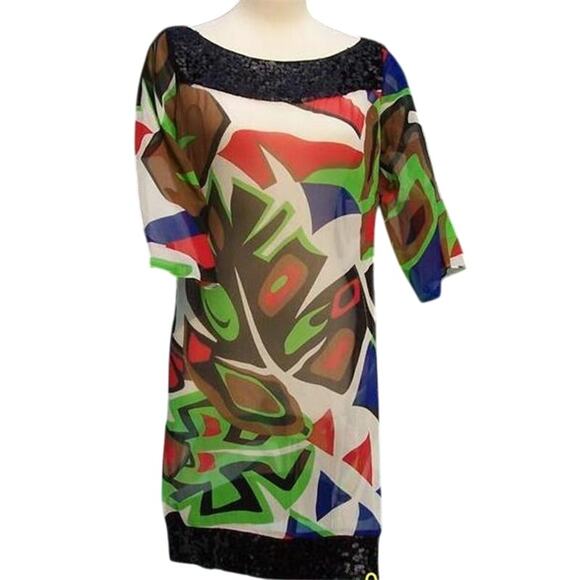 Cache Black Red Green White Lot 2 Pcs Bundle Silk Sequin Dress New $198 NWT - Picture 7 of 10